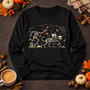 Bone Thief Cat Halloween Long Sleeve Tee TheCraftNook