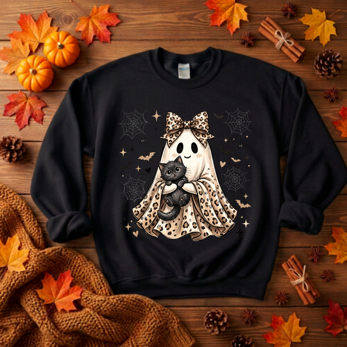 Printed Ghost Halloween Sweatshirt | Printed Graphic TheCraftNook