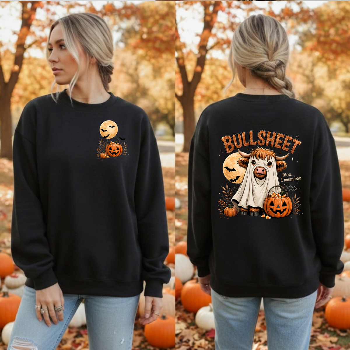 BullSheet Halloween Graphic Sweatshirt – Pocket & Back TheCraftNook