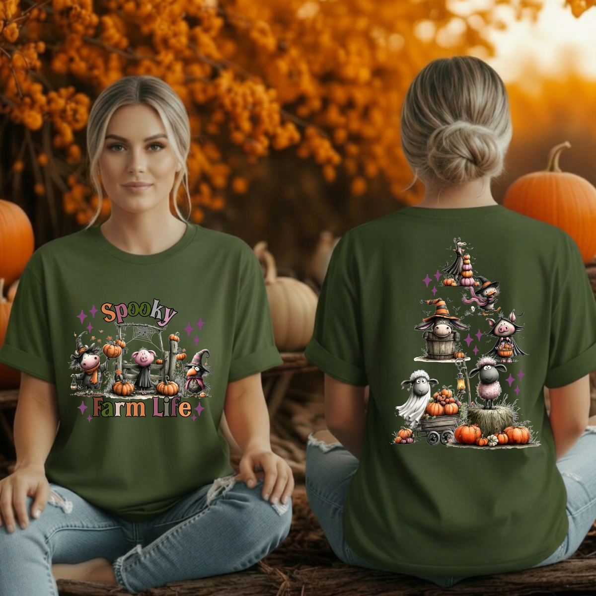 Spooky Farm Life T-Shirt – Front & Back Graphic TheCraftNook