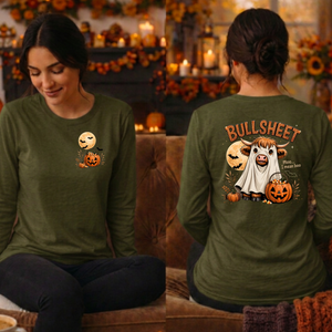 BullSheet Long Sleeve Tee – Pocket & Back Halloween Graphic Long-Sleeve T-Shirt TheCraftNook