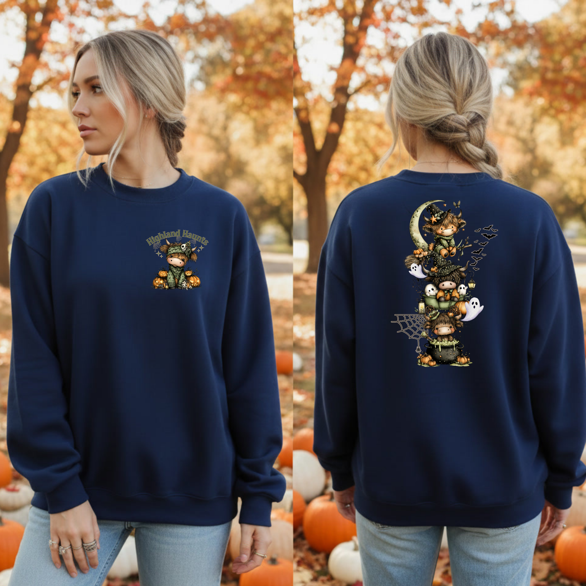 Highland Haunts Sweatshirt | Pocket & Full Back Graphics