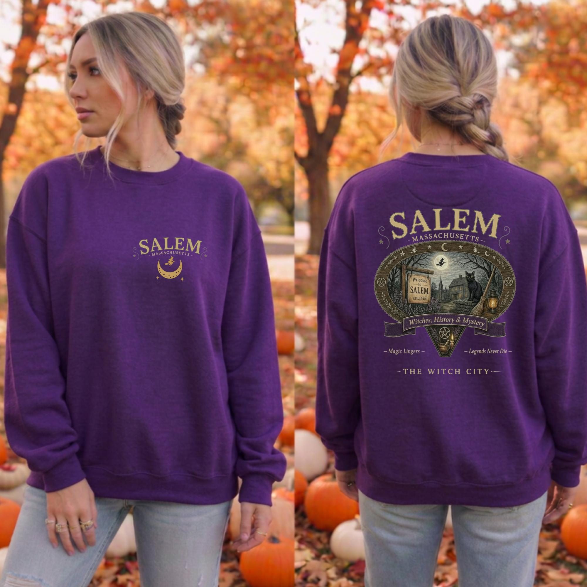 Salem Sweatshirt Pocket and back graphics