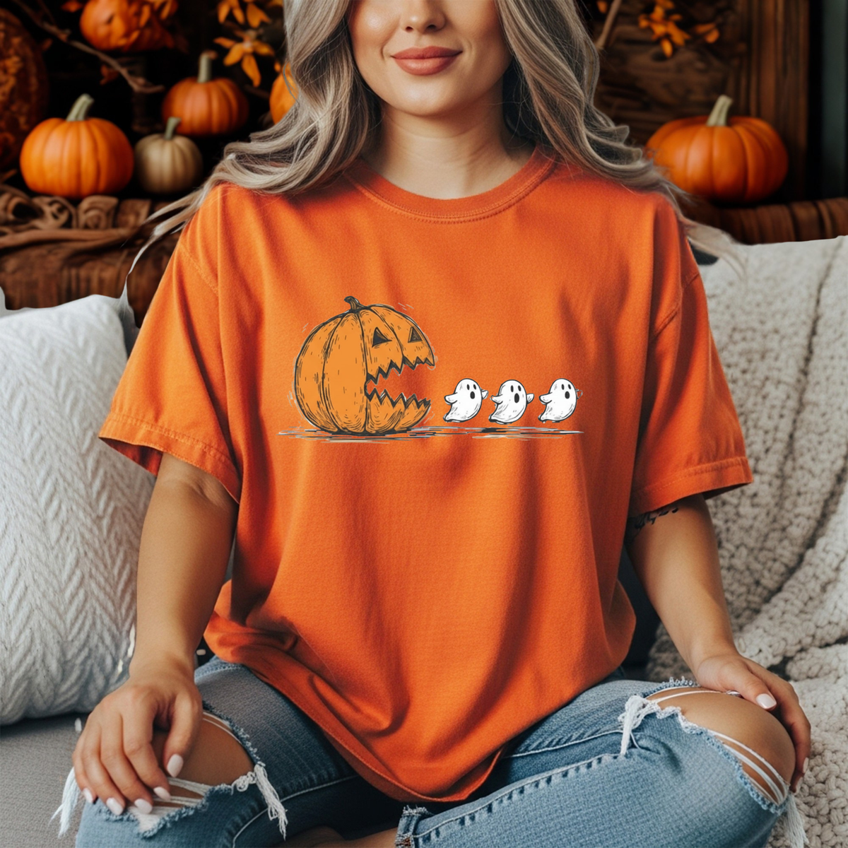 Ghost Snack T-Shirt | Halloween Graphic T-Shirt TheCraftNook