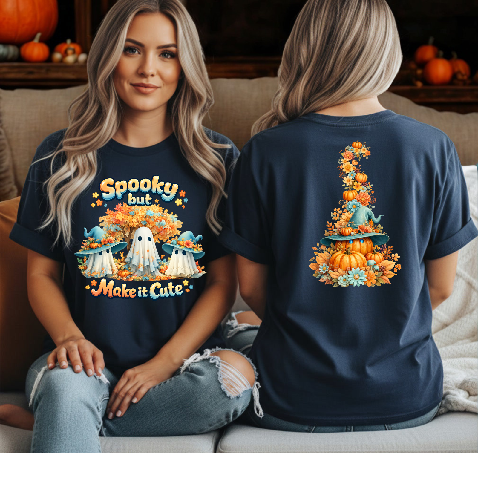 Spooky But Make It Cute T-Shirt | Full Front & Back Graphic TheCraftNook