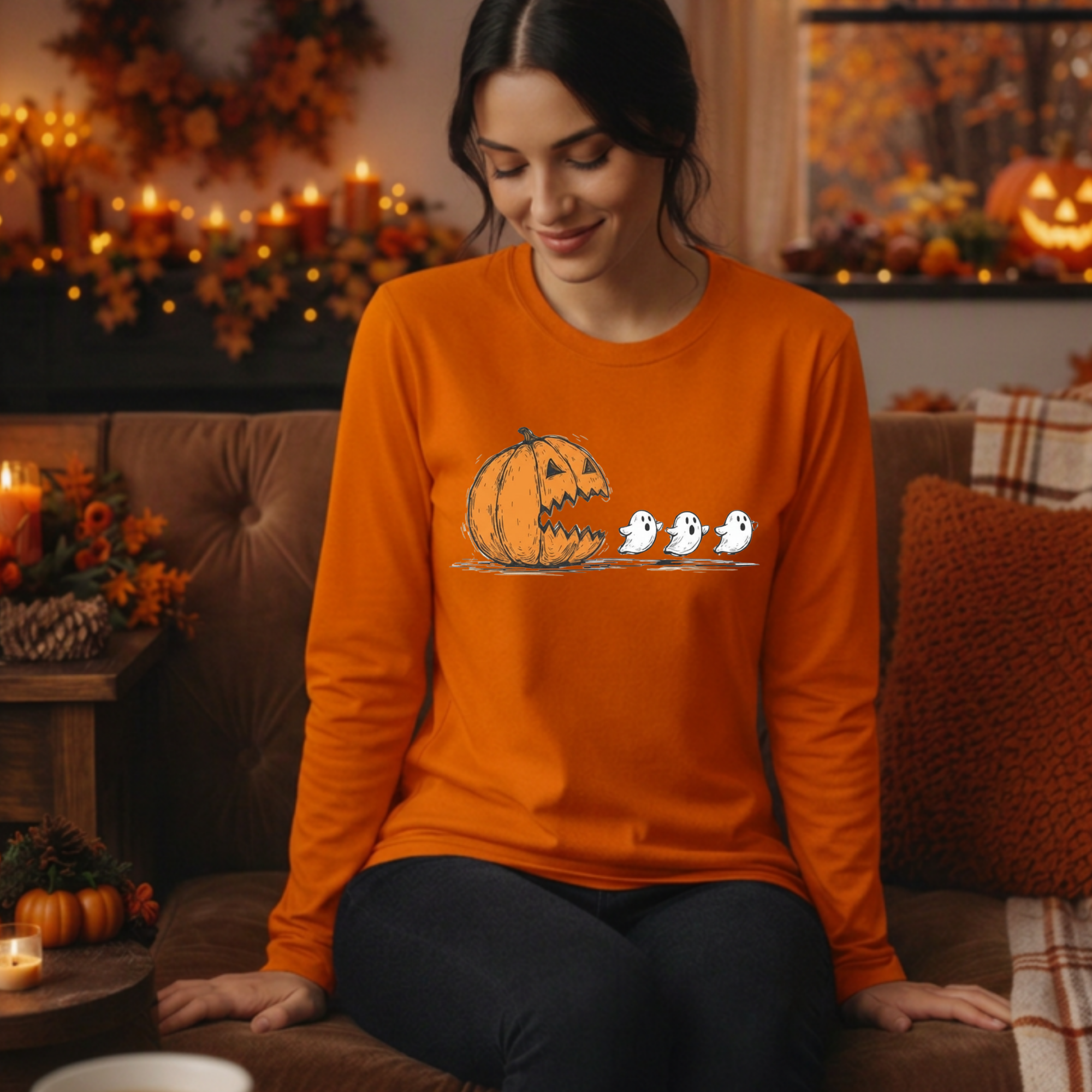 Ghost Snack Long Sleeve Tee | Halloween Graphic Shirt