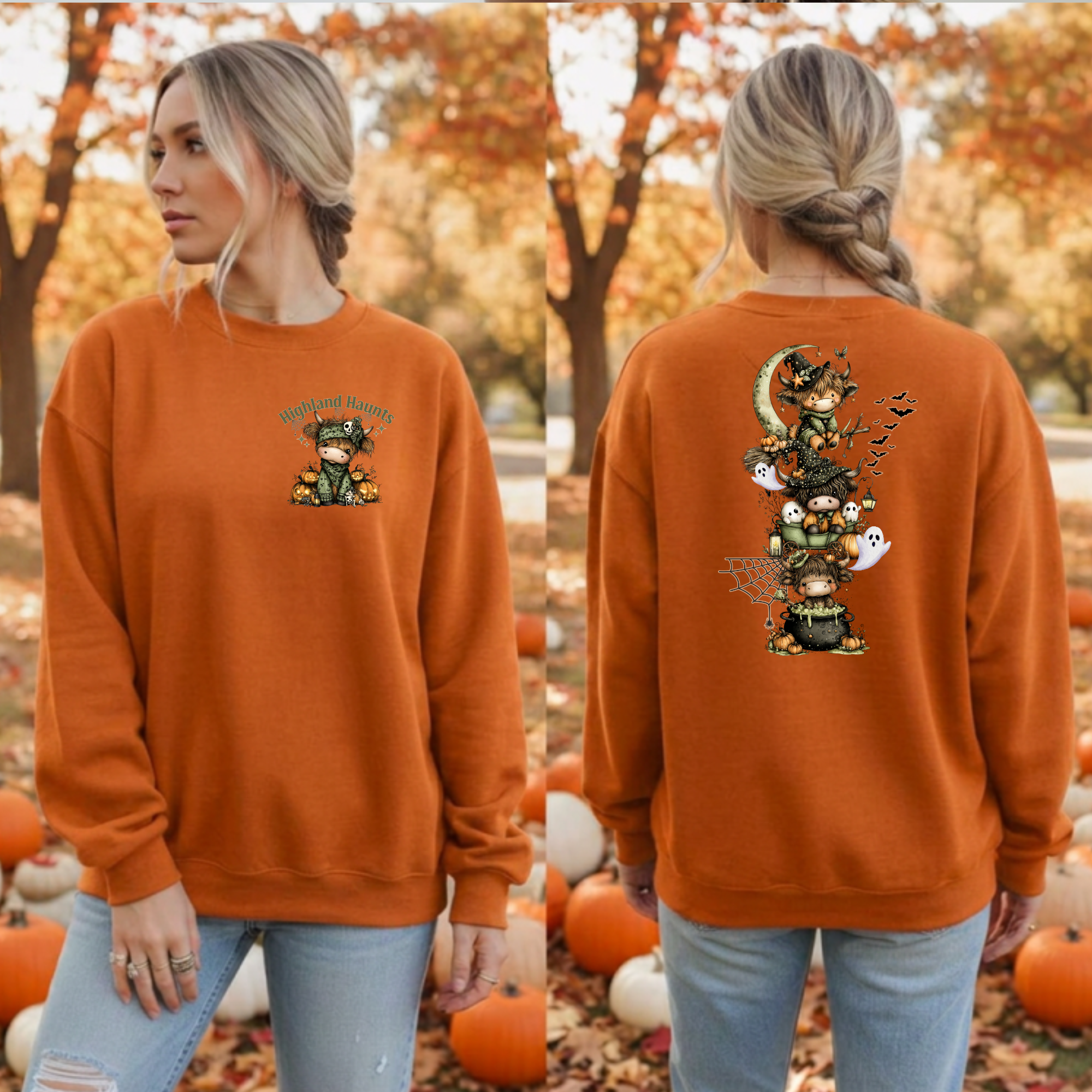 Highland Haunts Sweatshirt | Pocket & Full Back Graphics