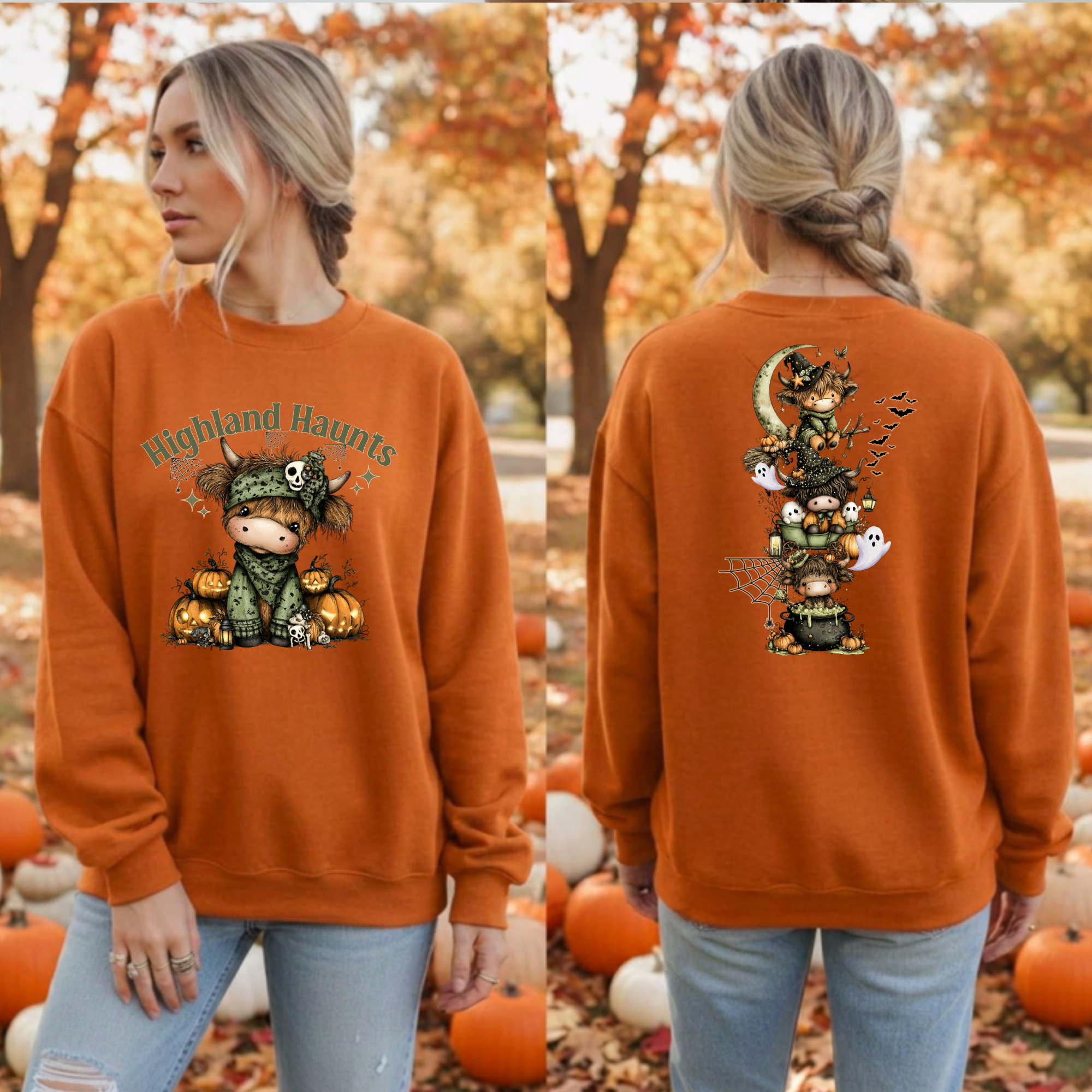 Highland Haunts Sweatshirt – Front & Back Graphics
