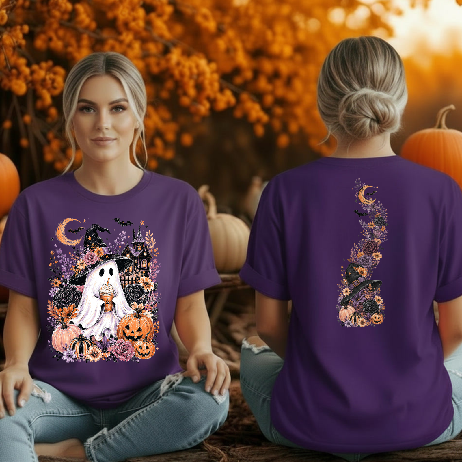 Boo-tiful Harvest Night T-Shirt | Front & Back Halloween Graphics TheCraftNook