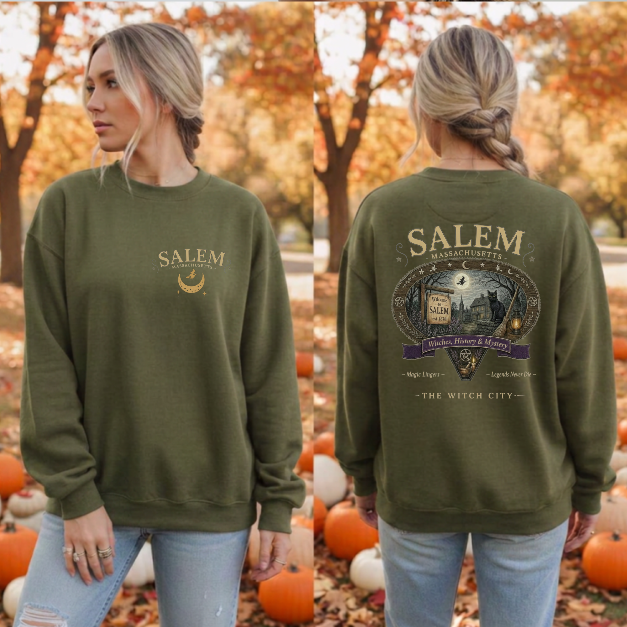 Salem Sweatshirt Pocket and back graphics