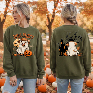 BullSheet Halloween Graphic Sweatshirt – Front & Back TheCraftNook