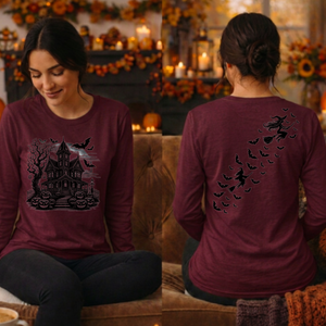 Halloween Long Sleeve T-Shirt | Front & Back Graphic Design TheCraftNook