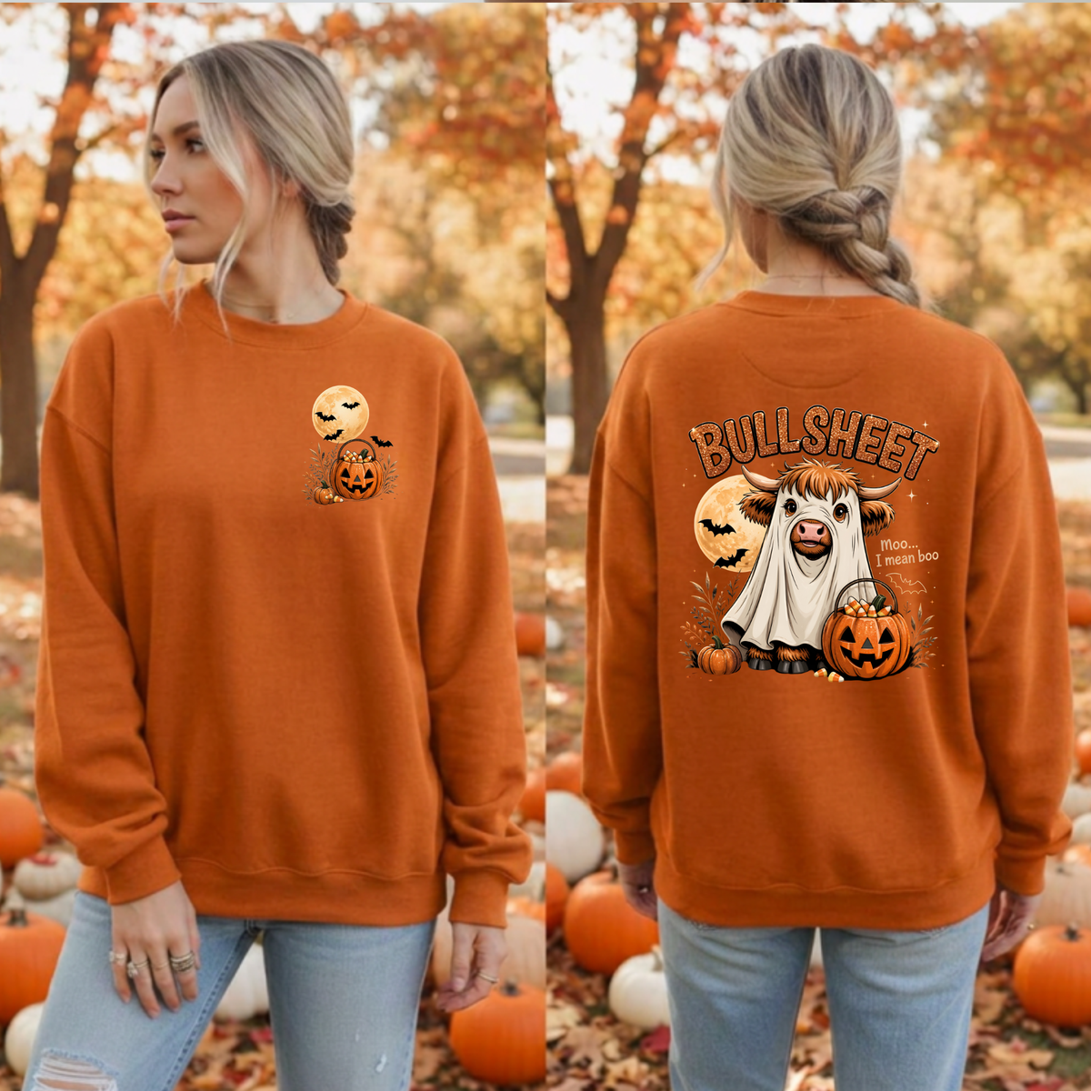 BullSheet Halloween Graphic Sweatshirt – Pocket & Back TheCraftNook