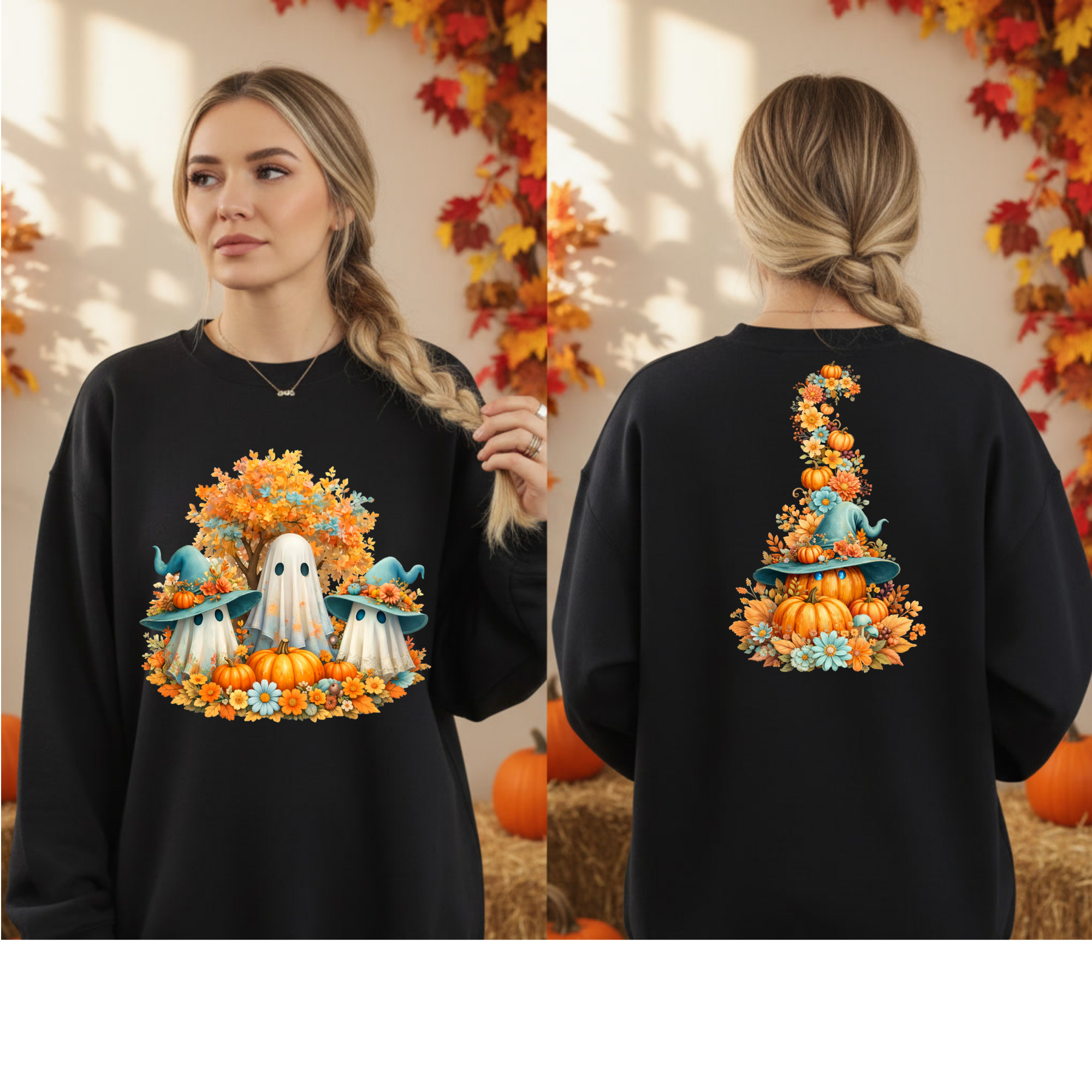 Spooky Cute Halloween Sweatshirt | Front & Back Graphic Crewneck