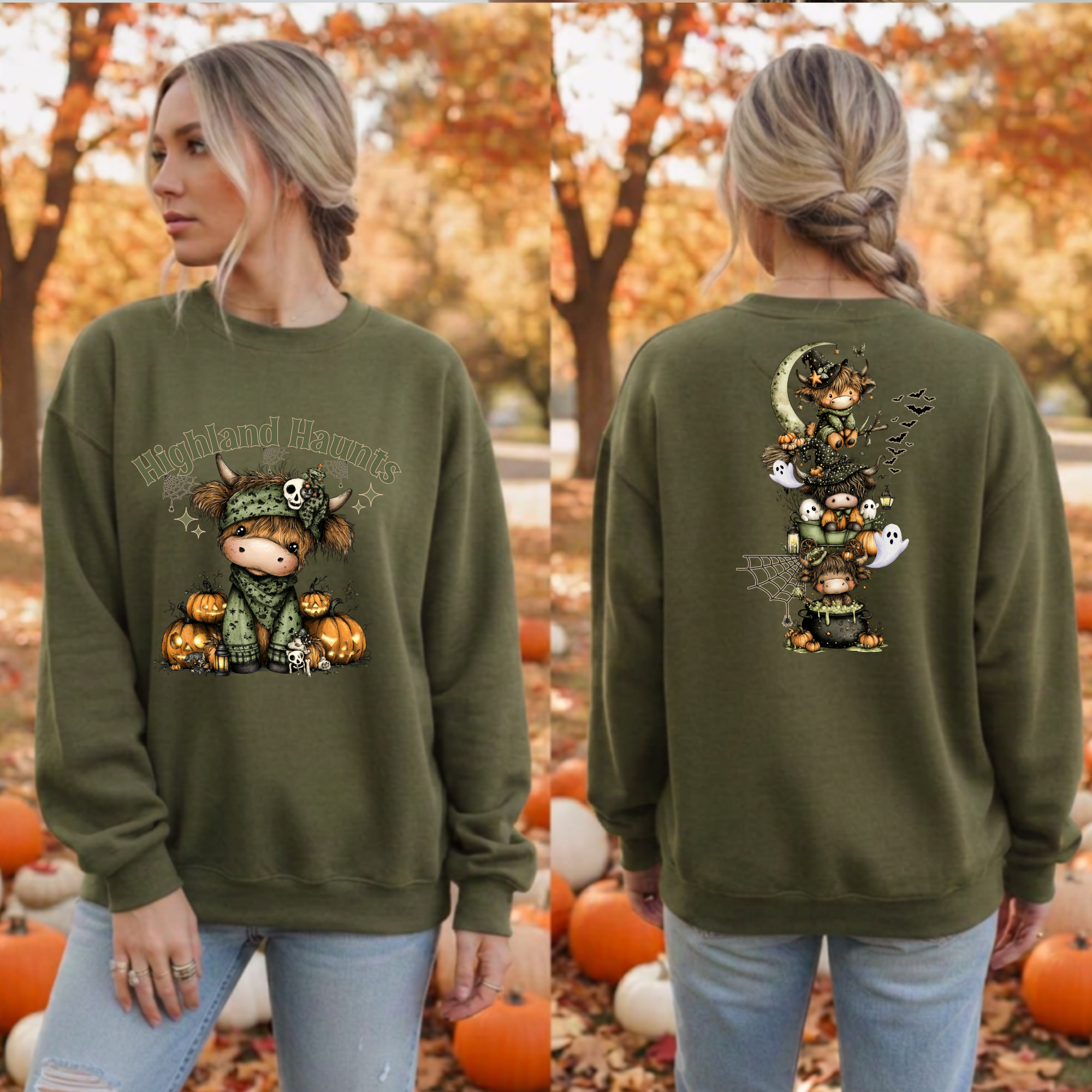 Highland Haunts Sweatshirt – Front & Back Graphics