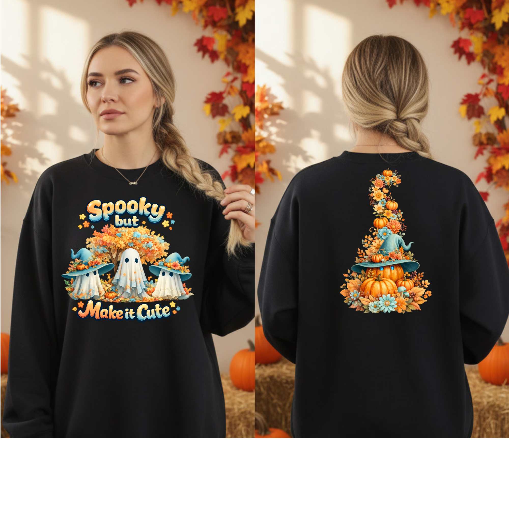Spooky But Make It Cute Sweatshirt | Front & Full Back Graphics