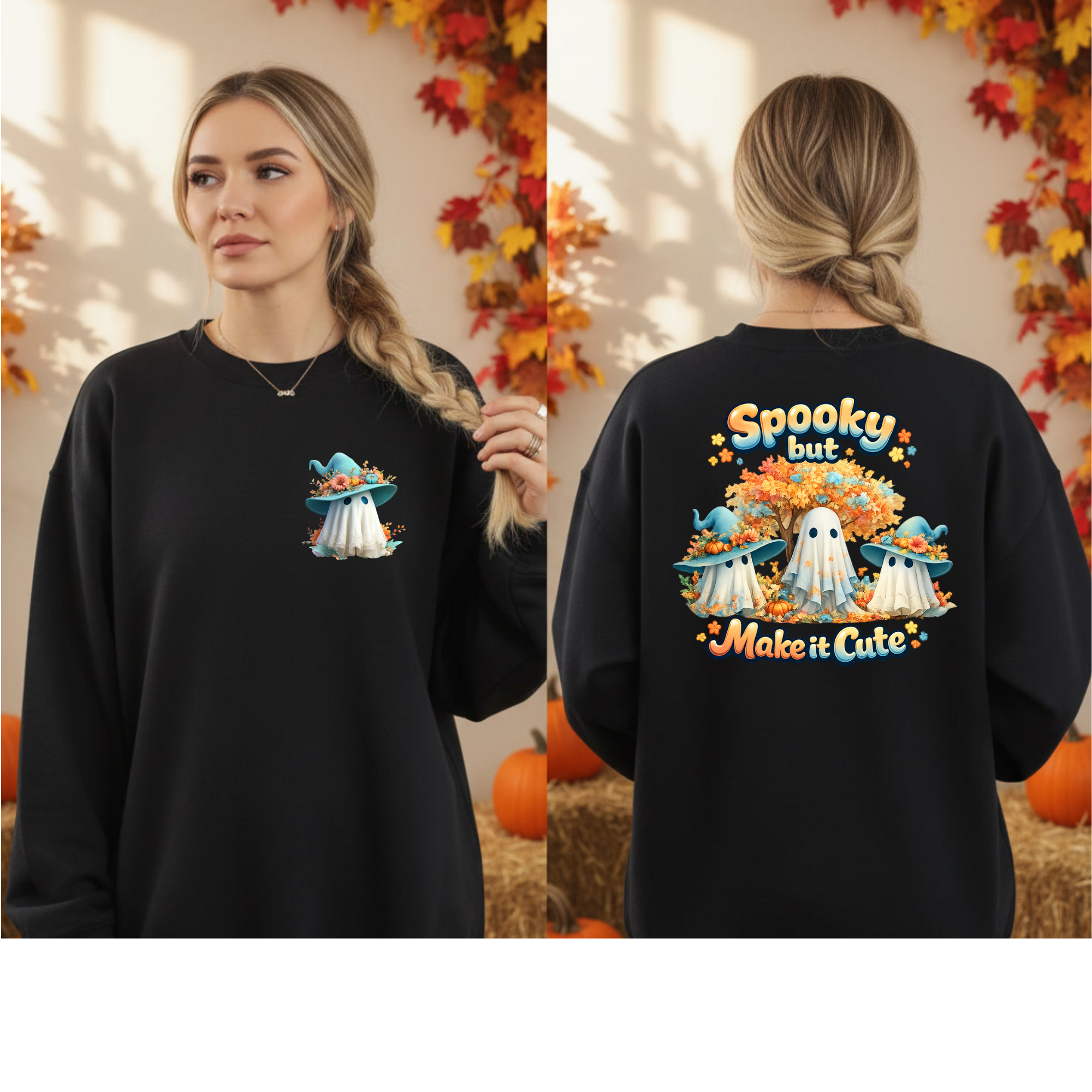 Spooky But Make It Cute Long Sleeve Tee | Pocket & Full Back Print