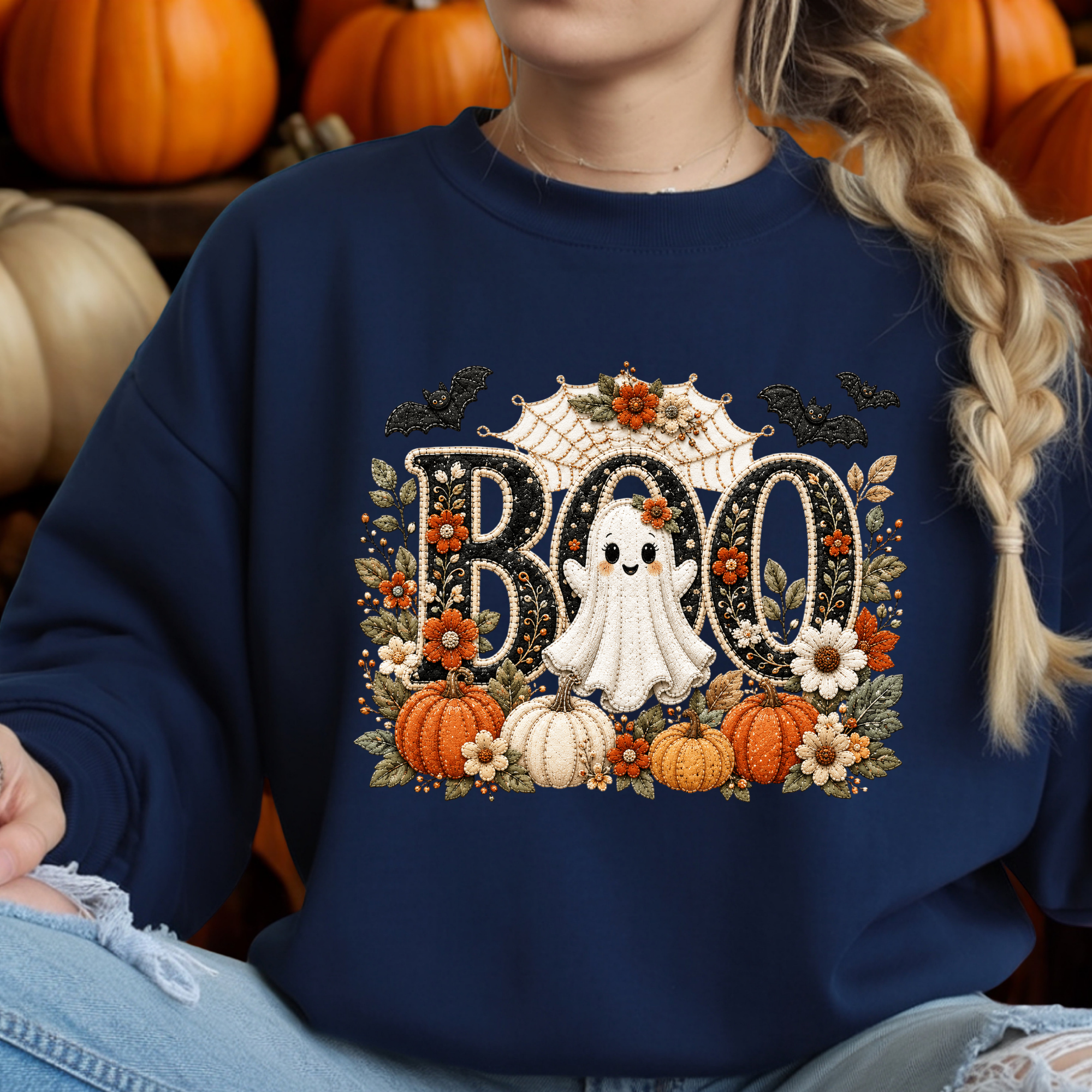 Cute Boo Sweatshirt – Halloween Ghost Graphic Crewneck
