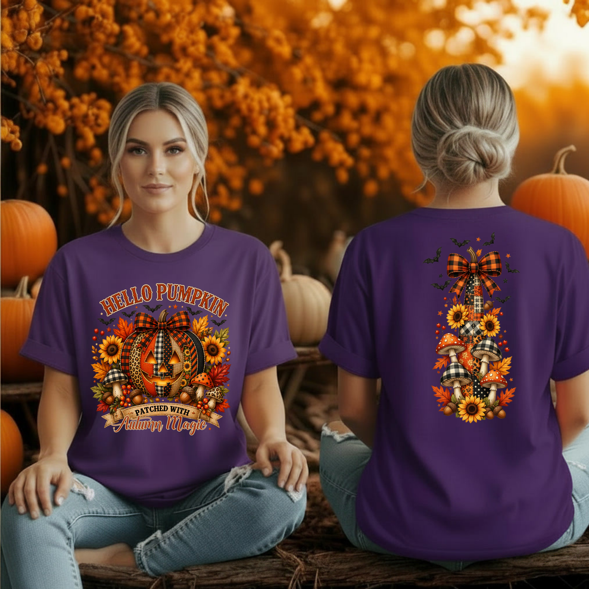 Hello Pumpkin T-Shirt | Front & Back Graphic Tee TheCraftNook