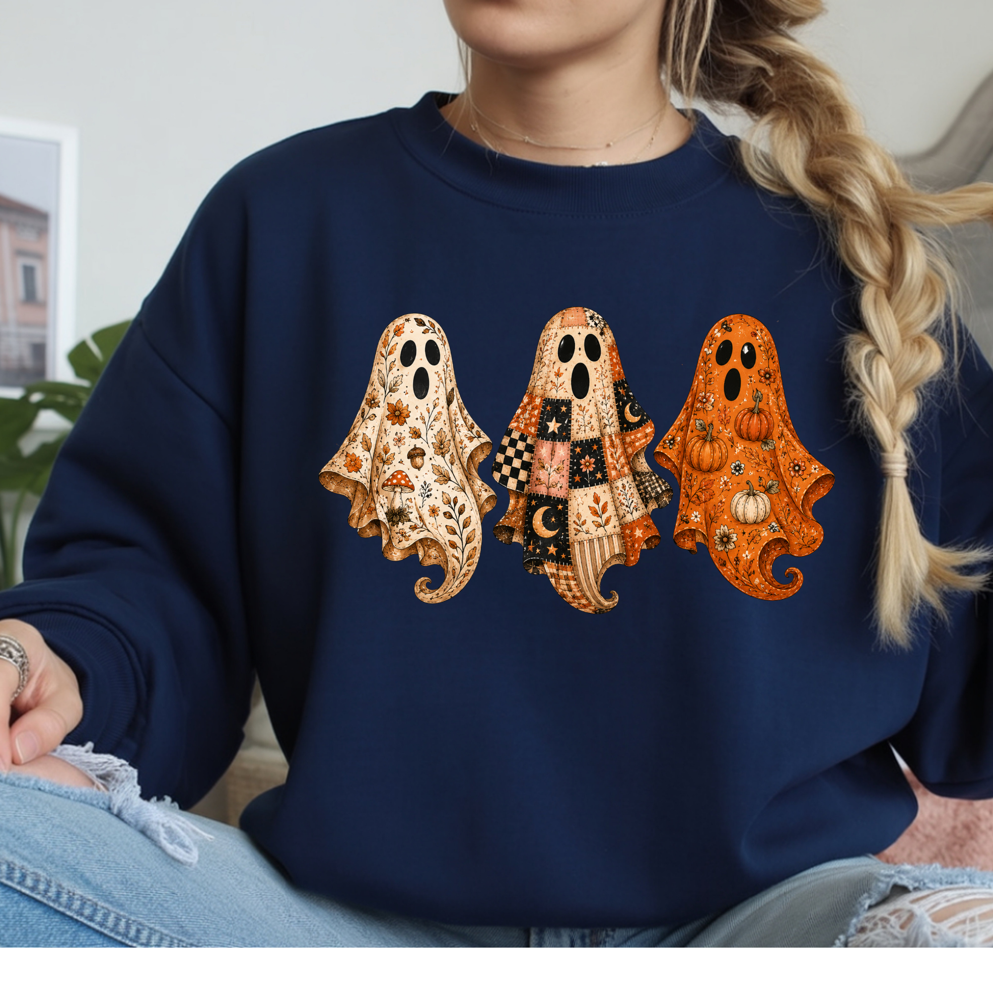 Preppy Ghost Sweatshirt | Cozy Fall & Halloween Graphic