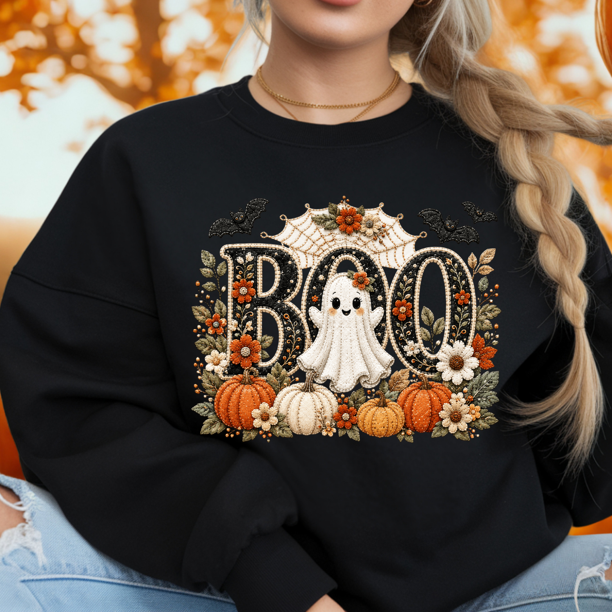 Cute Boo Sweatshirt – Halloween Ghost Graphic Crewneck