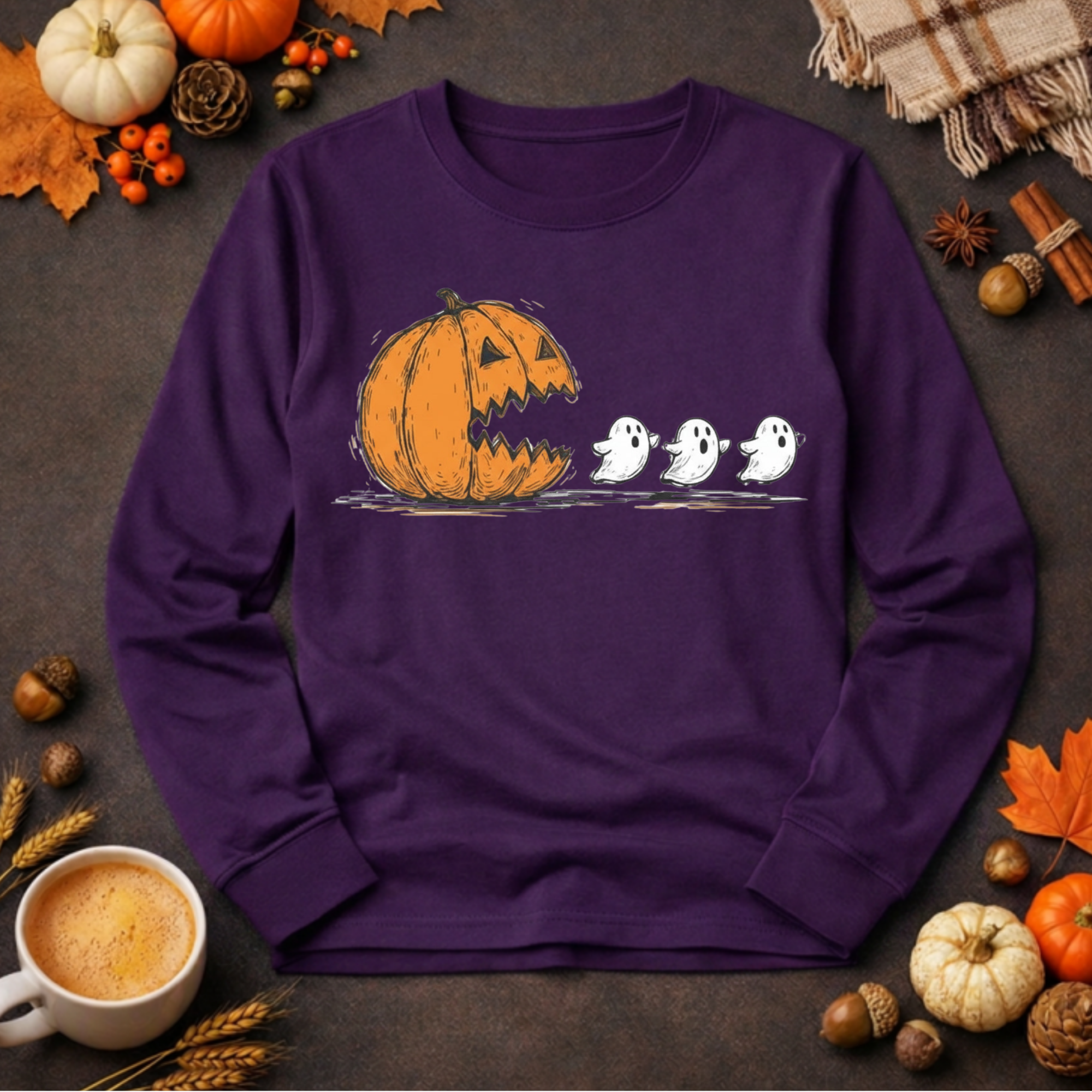 Ghost Snack Long Sleeve Tee | Halloween Graphic Shirt