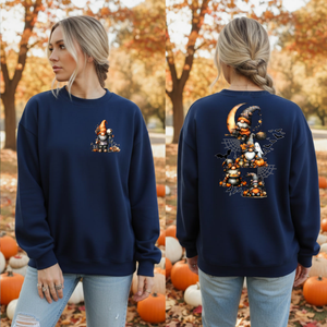 Halloween Gnome Sweatshirt Pocket and Back TheCraftNook
