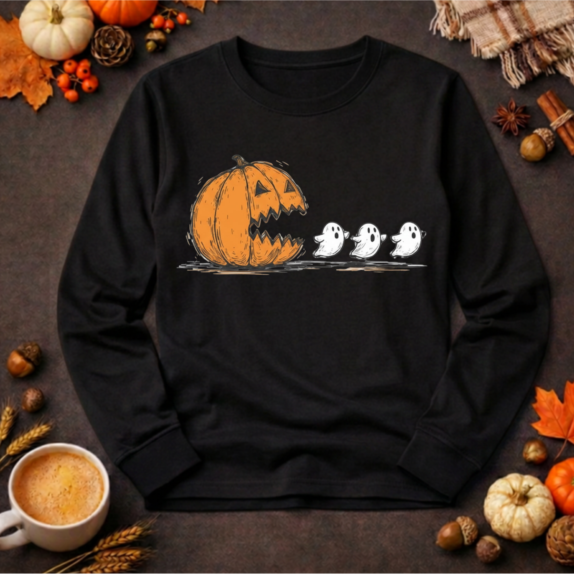 Ghost Snack Long Sleeve Tee | Halloween Graphic Shirt