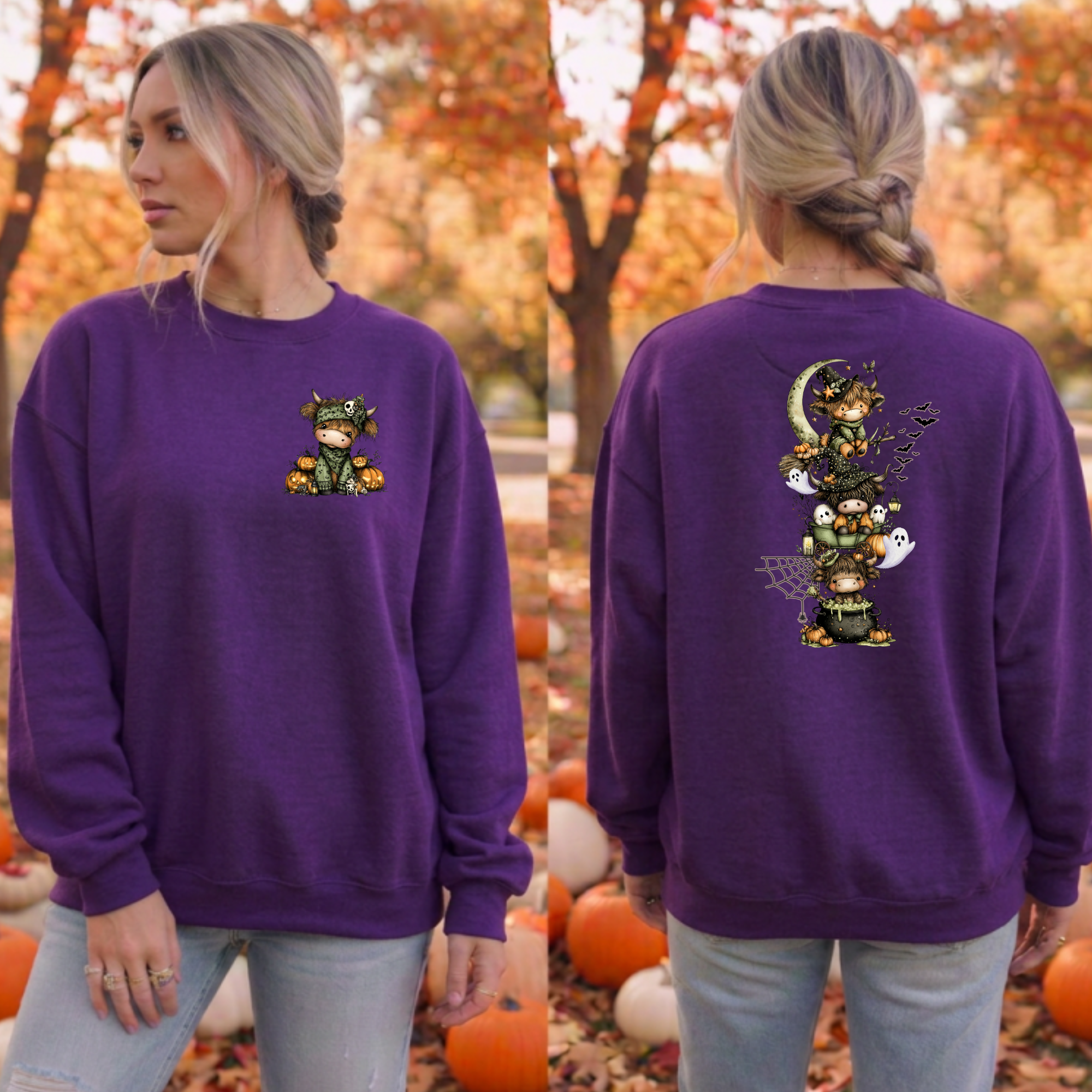Highland Halloween Sweatshirt – Pocket & Full Back Graphics