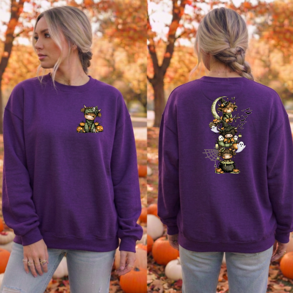 Highland Halloween Sweatshirt – Pocket & Full Back Graphics TheCraftNook