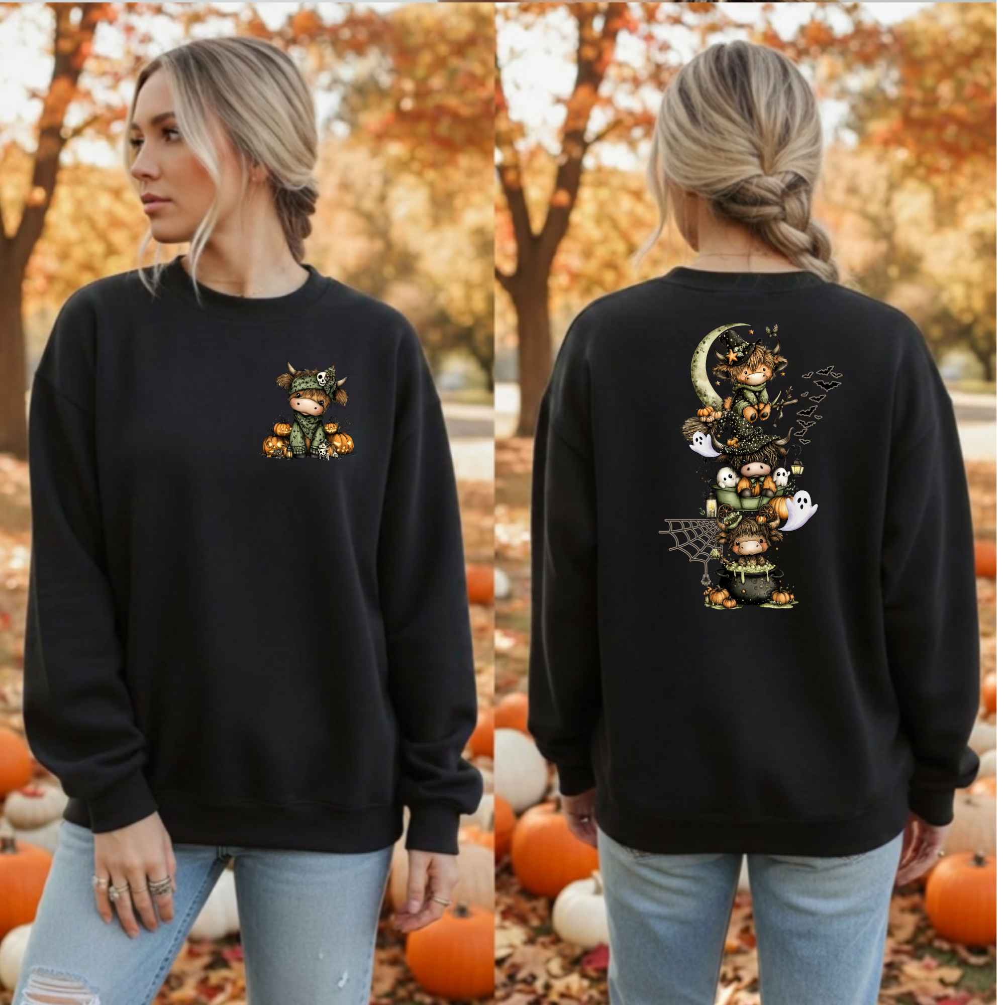 Highland Halloween Sweatshirt – Pocket & Full Back Graphics