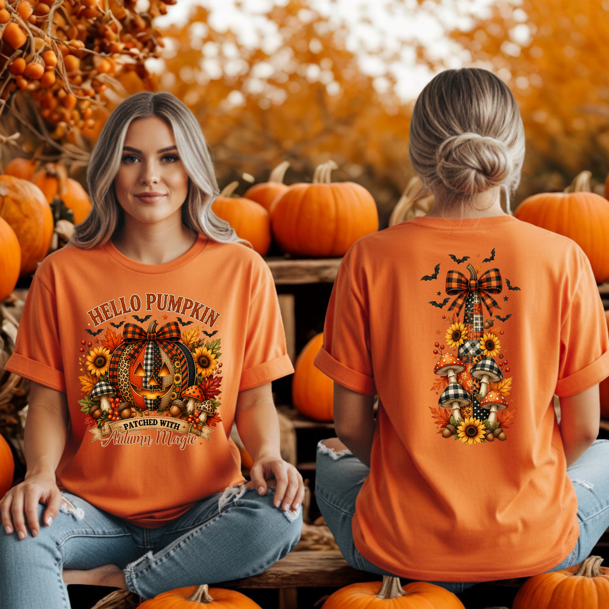 Hello Pumpkin T-Shirt | Front & Back Graphic Tee TheCraftNook