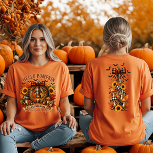 Hello Pumpkin T-Shirt | Front & Back Graphic Tee TheCraftNook
