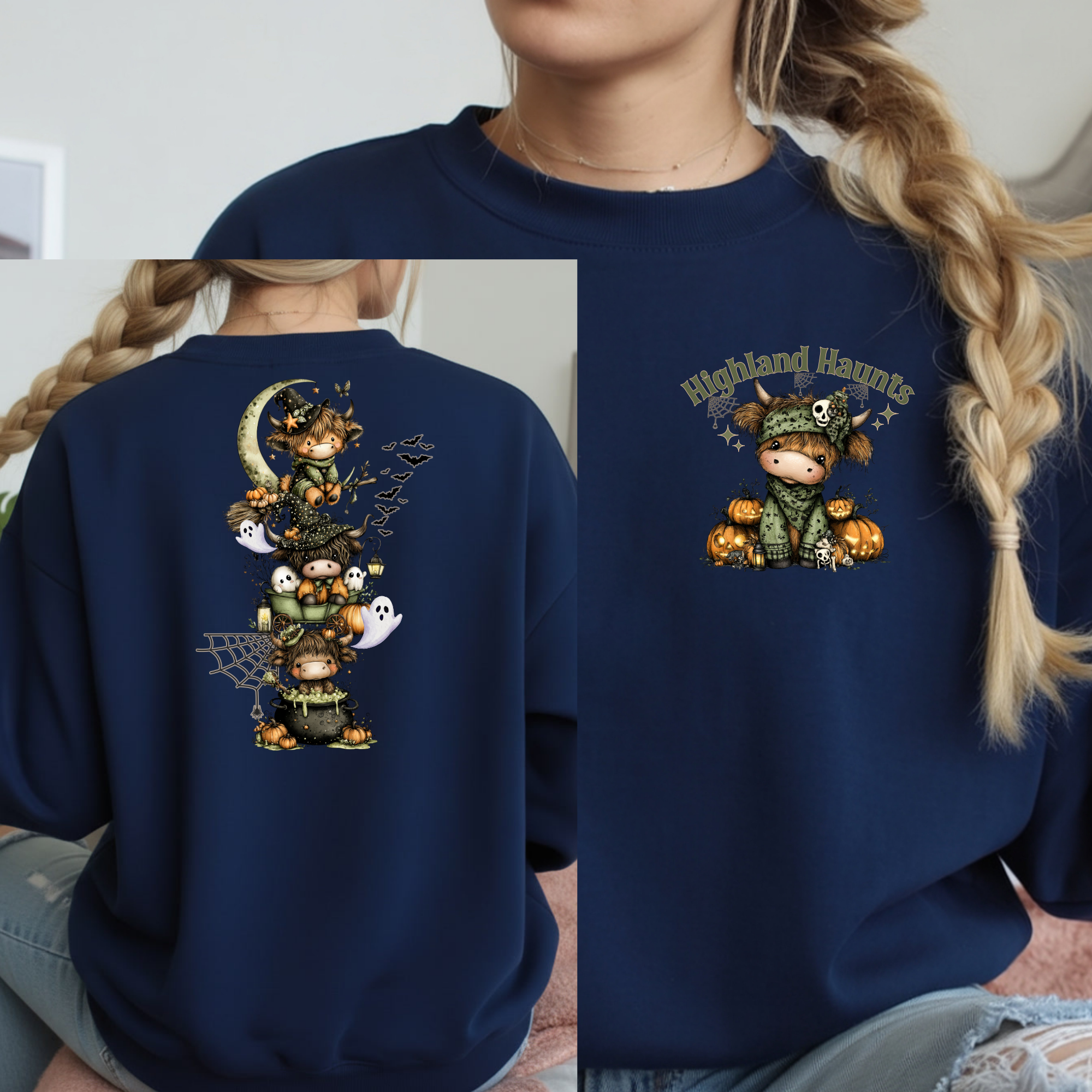 Highland Haunts Long Sleeve Tee – Pocket & Full Back Graphics