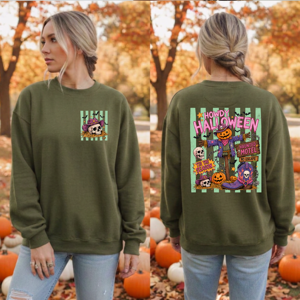 Howdy Halloween Sweatshirt – Pocket & Back Graphic TheCraftNook