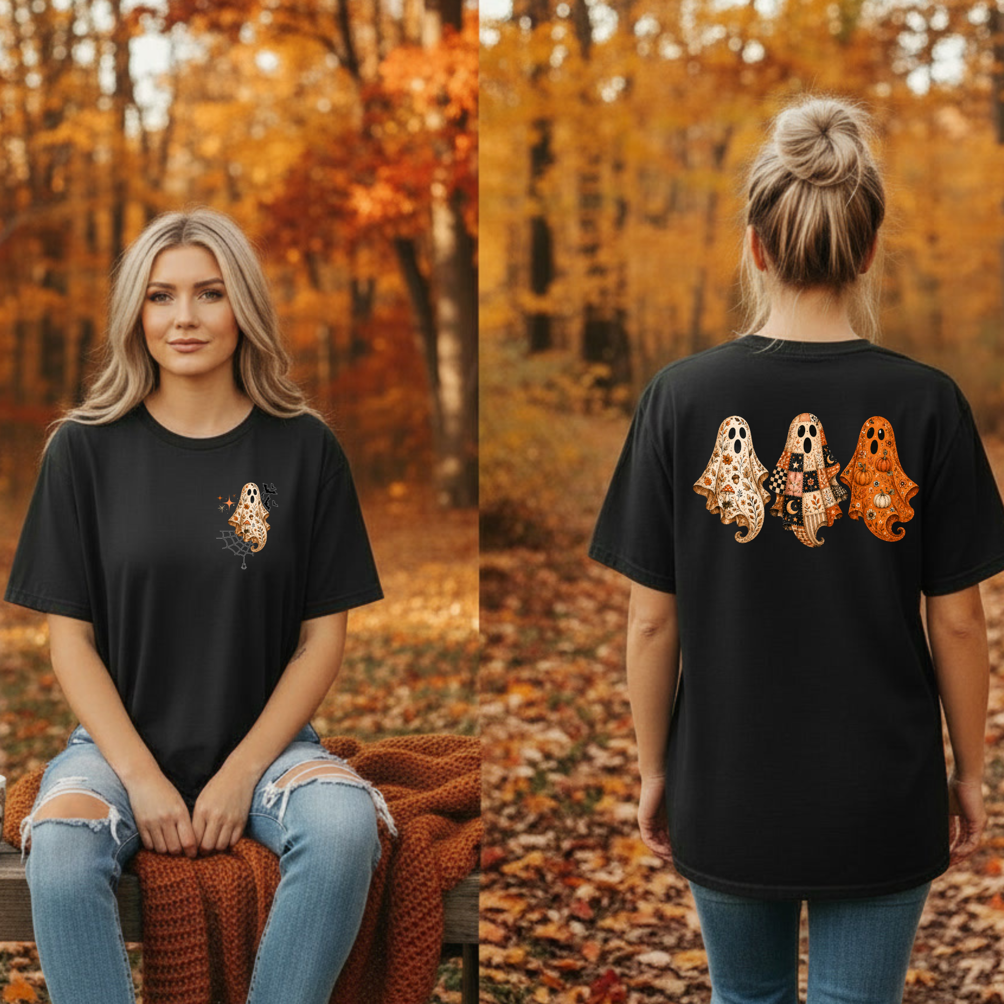Preppy Ghost Tee – Pocket & Back Graphic