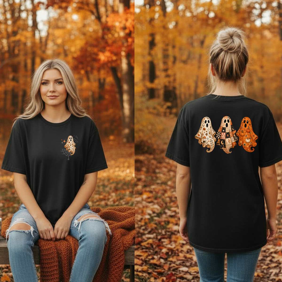 Preppy Ghost T-Shirt – Pocket & Back Graphic TheCraftNook