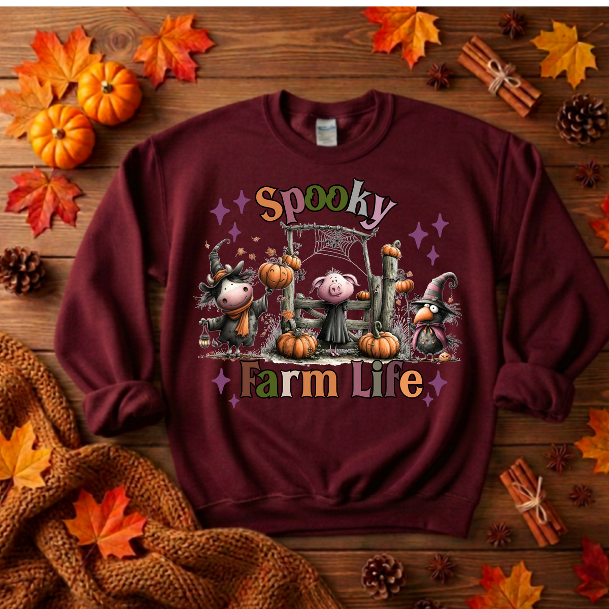 Spooky Farm Life Sweatshirt | Halloween Graphic Crewneck TheCraftNook