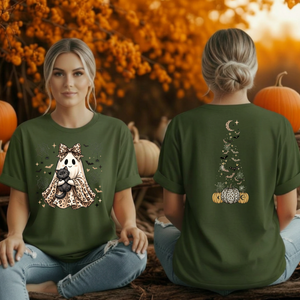 Printed Ghost T-Shirt Front and Back Graphics TheCraftNook