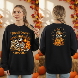 Boo Scootin' Boogie Sweatshirt – Front & Back Graphics TheCraftNook