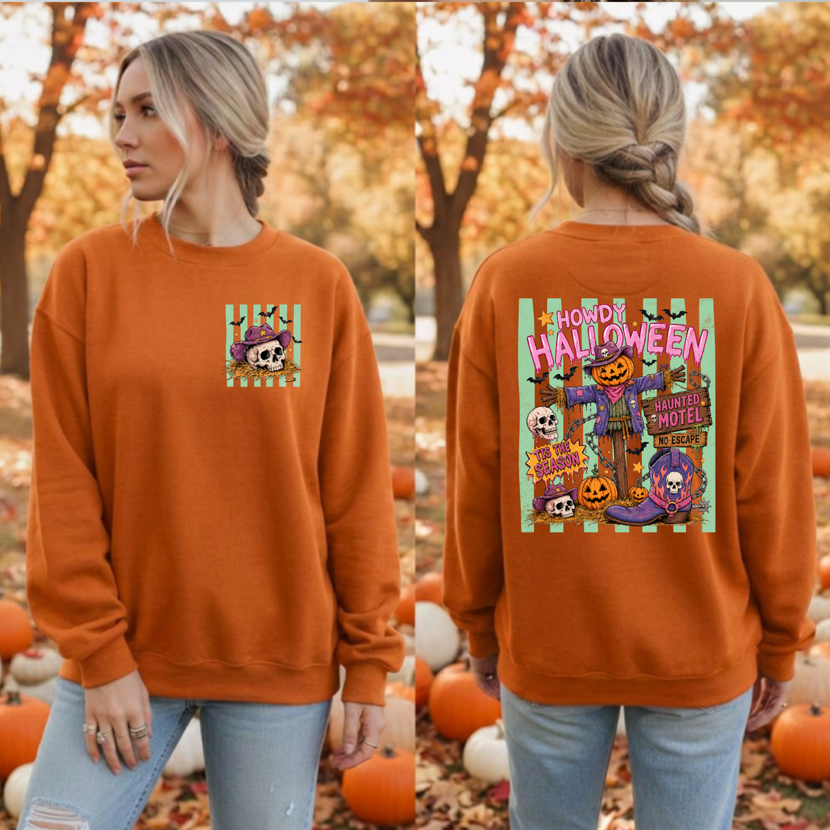 Howdy Halloween Sweatshirt – Pocket & Back Graphic TheCraftNook