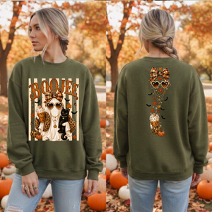 Boojee Ghost Cat Sweatshirt | Front & Back Halloween Graphics TheCraftNook