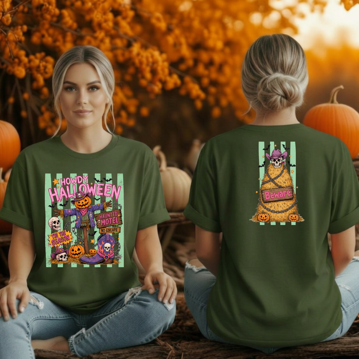 Howdy Halloween T-Shirt– Front & Back Graphic T-Shirt TheCraftNook