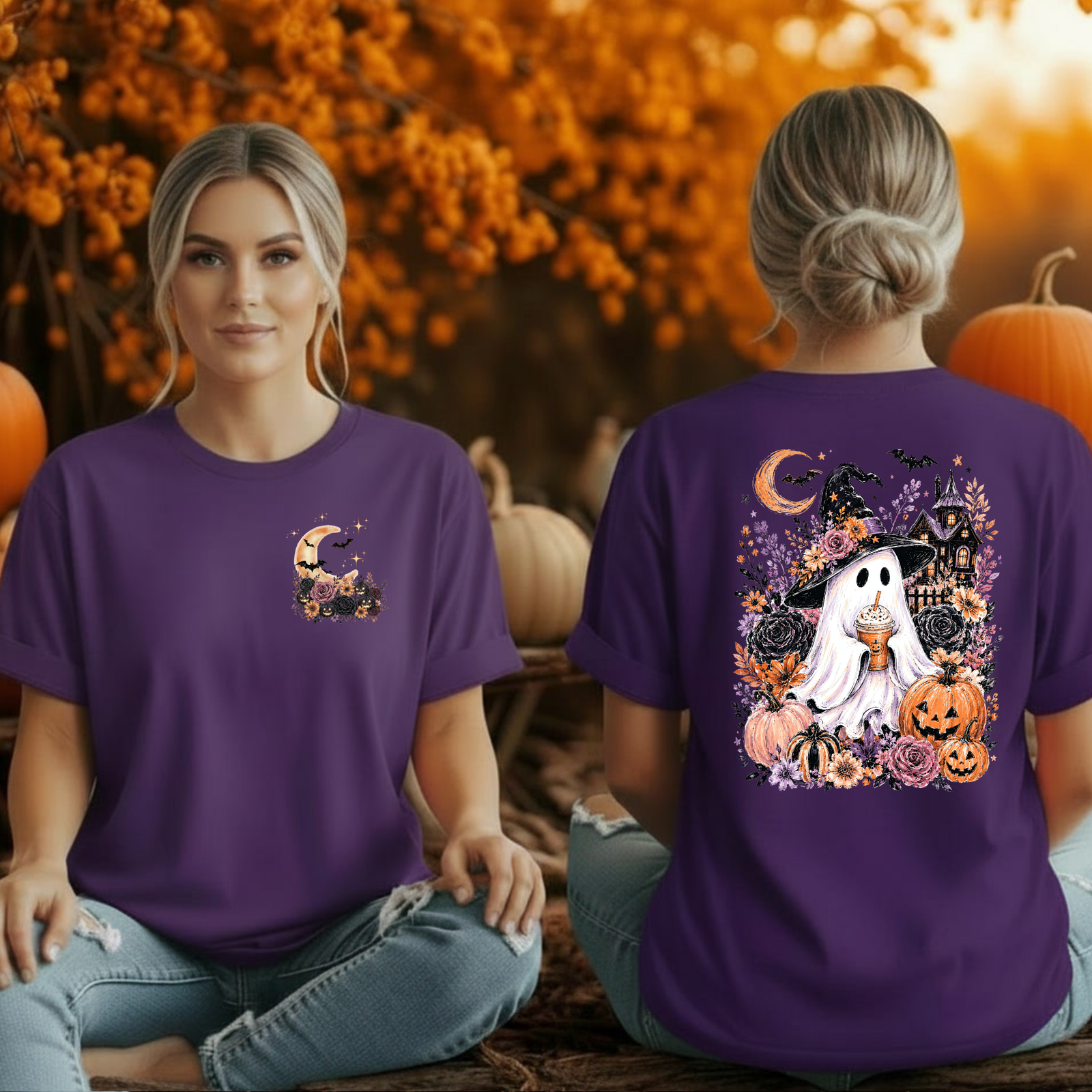 Boo-tiful Harvest Night T-shirt | Pocket & Back Halloween Graphics TheCraftNook