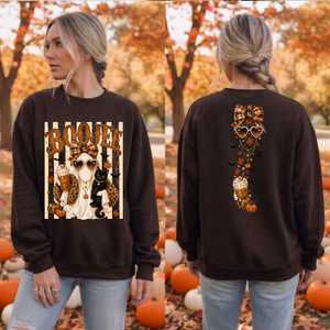 Boojee Ghost Cat Sweatshirt | Front & Back Halloween Graphics TheCraftNook
