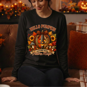 Hello Pumpkin Long Sleeve Tee | Cottagecore Halloween Shirt TheCraftNook