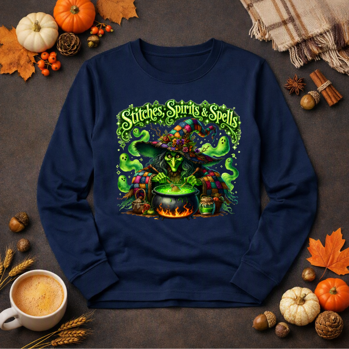 Stitches Spirits & Spells Long Sleeve Tee TheCraftNook