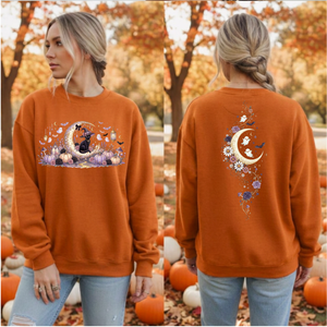 Moonlit Mischief Halloween Sweatshirt – Front & Back Graphic TheCraftNook