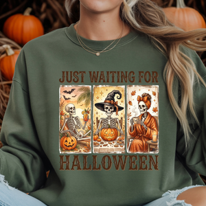 Just Waiting Sweatshirt – Funny Halloween Graphic Crewneck TheCraftNook