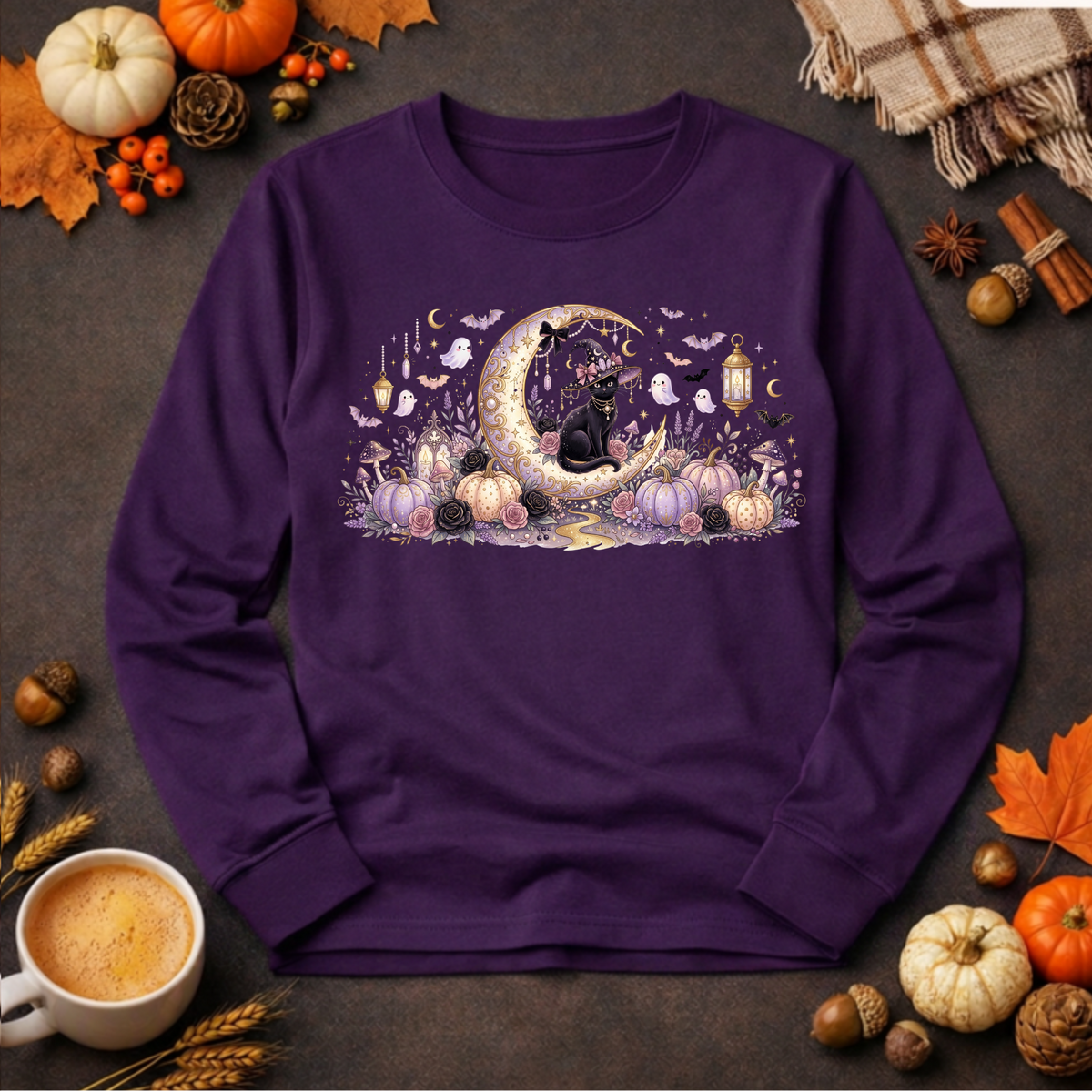 Moonlit Mischief Long Sleeve Tee TheCraftNook